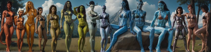 15girls abs absurd_res ahsoka_tano ai_generated alita android art3mis avatar avatar:_the_way_of_water ayesha baldur's_gate_3 battle_angel_alita bikini blue_skin creature_commandos crossover dc_comics dc_extended_universe dceu gamora garona_halforcen ghost_in_the_shell ghost_in_the_shell_(2017) githyanki golden_skin green_eyes green_skin guardians_of_the_galaxy half-orc height_difference high_definition karlach kusanagi_motoko lae'zel marvel marvel_cinematic_universe multiple_girls muscular_female na'vi nebula_(marvel) neytiri orc_female outdoors photoshop ready_player_one recombinant red_skin robotic_body ronal ronal_(avatar) she-hulk she-hulk:_attorney_at_law slim_waist stable_diffusion star_wars synth_canvas tagme tail tall_female the_bride_(creature_commandos) tiefling warcraft yellow_eyes z-dog zdinarsk