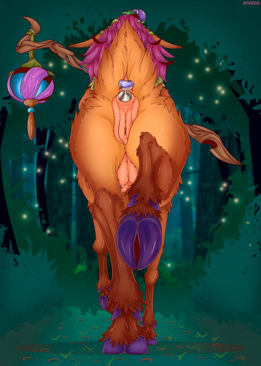 2024 absurd_res accessory anal anal_sex animal_genitalia animal_pussy anus brown_body brown_fur buttplug cervine_genitalia clitoris cloven_hooves crotchboobs crotchboobs_visible_through_thighs deer deer_taur female feral flower flower_in_hair forest fur genitals hair hair_accessory hi_res hoof_focus hooves league_of_legends lillia_(league_of_legends) looking_away low-angle_view mammal mammal_taur mole_on_teat moles non-human_areolae penetration plant plug_(sex_toy) purple_hair pussy raised_tail rear_view riot_games scut_tail sex_toy short_tail solo staff tail tail_anus taur tencent tree udders underhoof walking zuckergelee