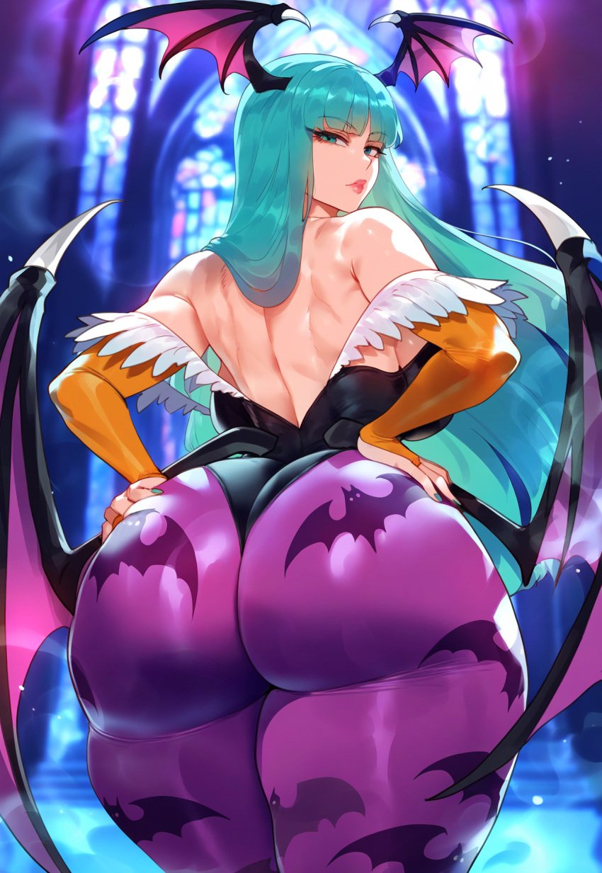 1boy 1girls ai_generated ass ass_bigger_than_head ass_cleavage ass_focus big_ass big_breasts big_butt big_nipples big_thighs darkstalkers demon female female_focus female_only hi_res huge_ass huge_breasts huge_butt huge_thighs large_ass large_breasts large_butt large_thighs leggings male miyuai morrigan_aensland nai_diffusion solo solo_female solo_focus stable_diffusion succubus thiccwithaq_(ai_style) thick thick_ass thick_butt thick_hips thick_legs thick_thighs thighs tight_clothes tight_clothing tight_fit tights wide_hips