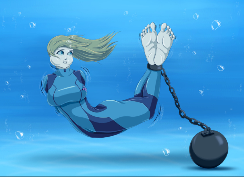 breasts drowning feet geldibson holding_breath imminent_death metroid samus_aran underwater