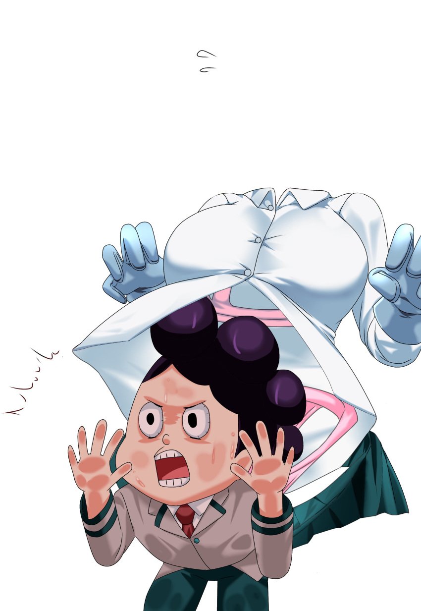 1boy 1girls big_breasts breasts female female_pred implied_vore invisibility invisible keze kuzumochi800 male mineta_minoru minoru_mineta my_hero_academia panties same_size_vore see-through tooru_hagakure tooru_hagakure_(invisible) vore