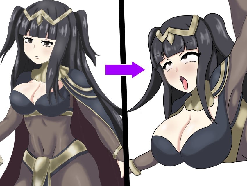 1girls 2koma armpits arrow_(symbol) bangs bare_midriff before_and_after black_eyes black_hair bodystocking book breasts bridal_gauntlets cape cleavage daibu_seijin expressionless female female_only fire_emblem fire_emblem_awakening fucked_silly instant_loss instant_loss_2koma large_breasts leg_up long_hair looking_at_viewer midriff nintendo on_side pelvic_curtain rape rolling_eyes solo spread_legs tharja_(fire_emblem) thighs tongue tongue_out very_long_hair white_background