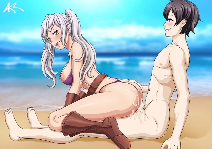 1boy 1girls akazlime ass ass_grab beach bikini bikini_aside black_hair boots breasts brown_eyes cum cum_inside feet fire_emblem fire_emblem_awakening fire_emblem_heroes incest morgan_(fire_emblem) morgan_(fire_emblem)_(male) mother_and_son mothers_duty nipples panties_aside reverse_cowgirl_position robin_(female)_(summer)_(fire_emblem) robin_(fire_emblem) robin_(fire_emblem)_(female) sex smile straight twintails white_hair