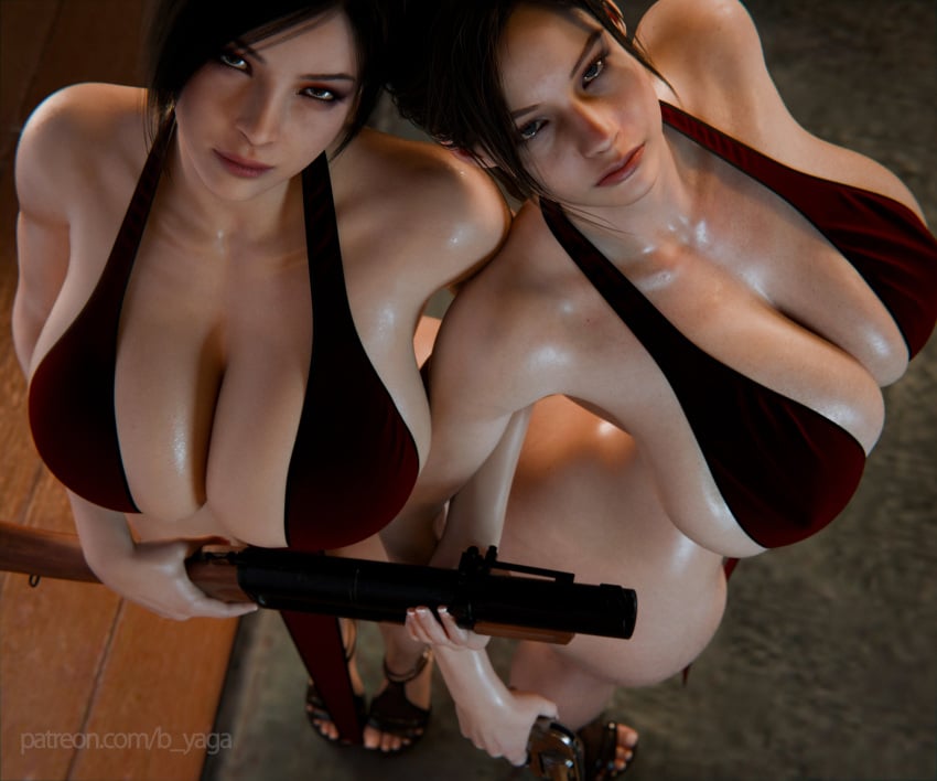 2024 2girls 3d above_view ada_wong ada_wong_(adriana) alternate_body_type alternate_version_available ass_bigger_than_head babayaga0f biohazard black_hair blue_eyes breasts_bigger_than_head breasts_bigger_than_torso broad_shoulders brown_eyes claire_redfield claire_redfield_(jordan_mcewen) cleavage cleavage_overflow covered_nipples detailed_background dress duo eyeliner eyeshadow feet_together female female_only freckles freckles_on_face freckles_on_nose grenade_launcher high-angle_view high_heels holding_pistol holding_weapon huge_ass huge_breasts lipstick long_hair looking_at_viewer looking_up looking_up_at_viewer no_panties nopan nude_version_available pantyless pistol platform_heels ponytail resident_evil resident_evil_2 resident_evil_2_remake serious serious_look shiny_skin short_hair side_view skimpy skimpy_clothes skimpy_dress small_waist standing thick_thighs tied_hair toned_arms unamused voluptuous voluptuous_female wide_hips