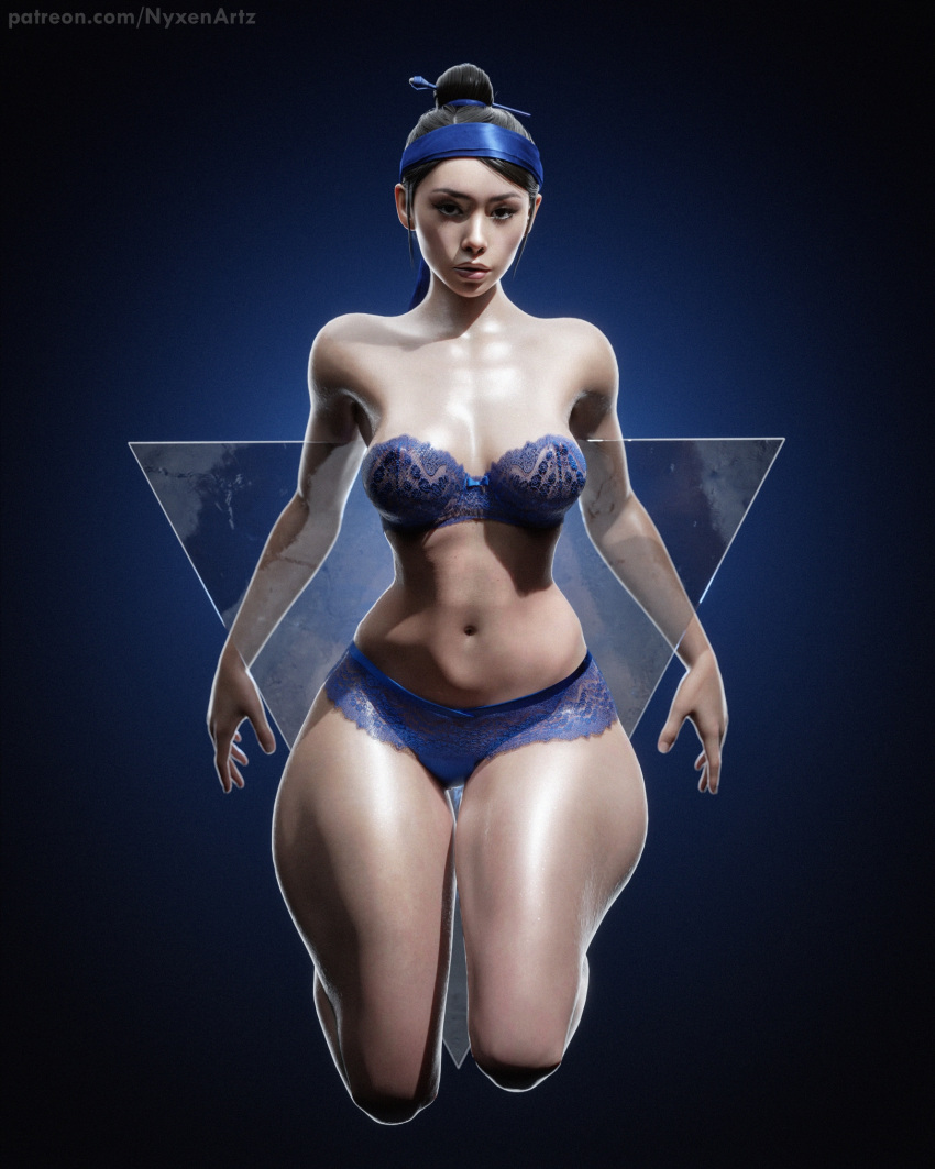 big_breasts big_thighs bikini bra clothed half-dressed kitana kitana_(mk11) mortal_kombat mortal_kombat_11 nyxenartz self_upload thick_thighs thighs underwear