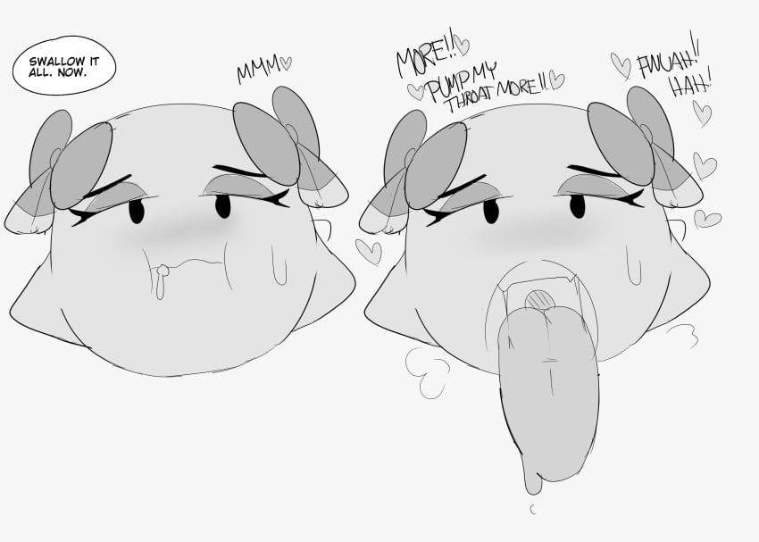 bbdouble begging blush boo_(mario) lady_bow mario_(series) monochrome open_mouth paper_mario swallowing_cum