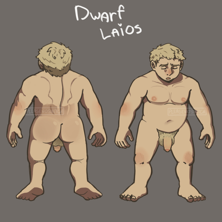 bara bare_ass bear chubby chubby_male delicious_in_dungeon dungeon_meshi dwarf dwarf_male laios_touden laios_touden_(dwarf) male male_only nsfw nude nude_male reference_image stomach tummy