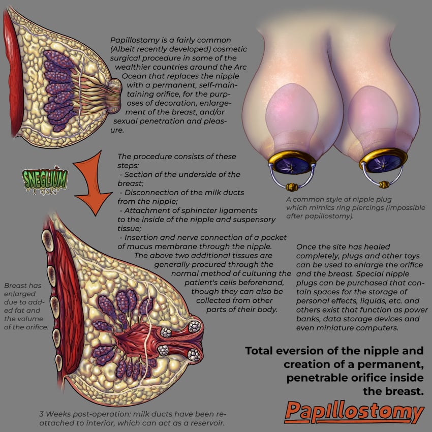 2024 anatomically_correct anatomy before_and_after big_breasts body_modification breast_enlargement breast_expansion caption captioned cross_section huge_breasts internal_view large_insertion nipple_insertion nipple_penetration nipple_plug nipple_plugs nipples self_upload sneglium surgery x-ray