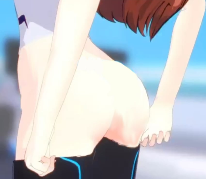 ass brown_hair butt_crack no_face no_panties pants pants_down qyu qyuwi qyuwi_ai shirt shirt_down shitty_barely_comprehensible_screenshot white_shirt