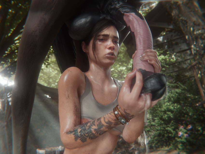 3d athazel balls big_penis blender brown_hair ellie_(the_last_of_us) ellie_williams equine female_on_feral feral feral_on_female feral_on_human freckles horse horse_penis horseballs horsecock huge_cock human human_female human_on_feral interspecies light-skinned_female light_skin outdoors small_breasts tattoo the_last_of_us the_last_of_us_2 urethral_fingering zoophilia