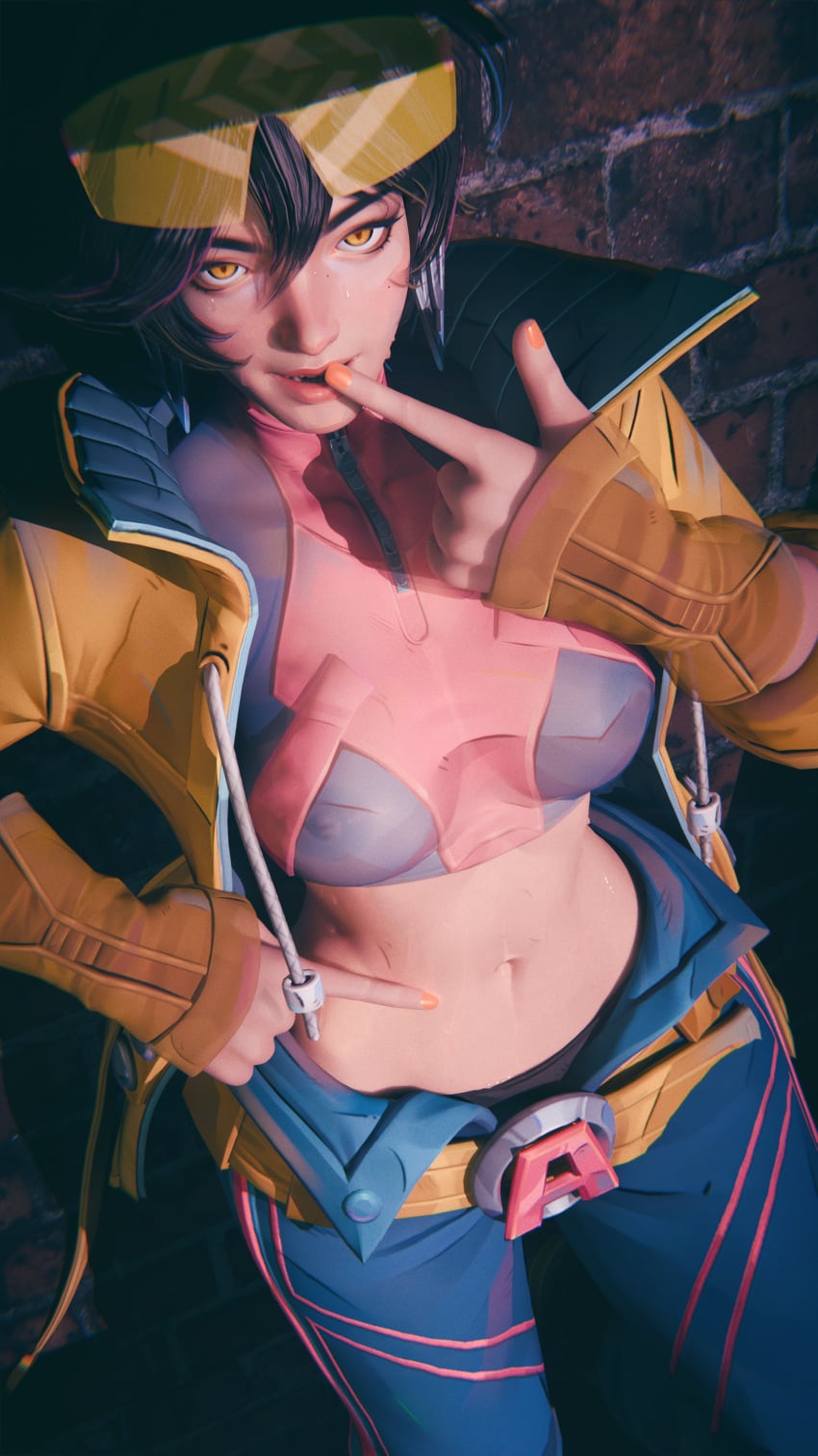 3d blender jubilee_(marvel_rivals) marvel_rivals solo_focus sweatdrop sweating tagme transparent_clothing yazz_3d