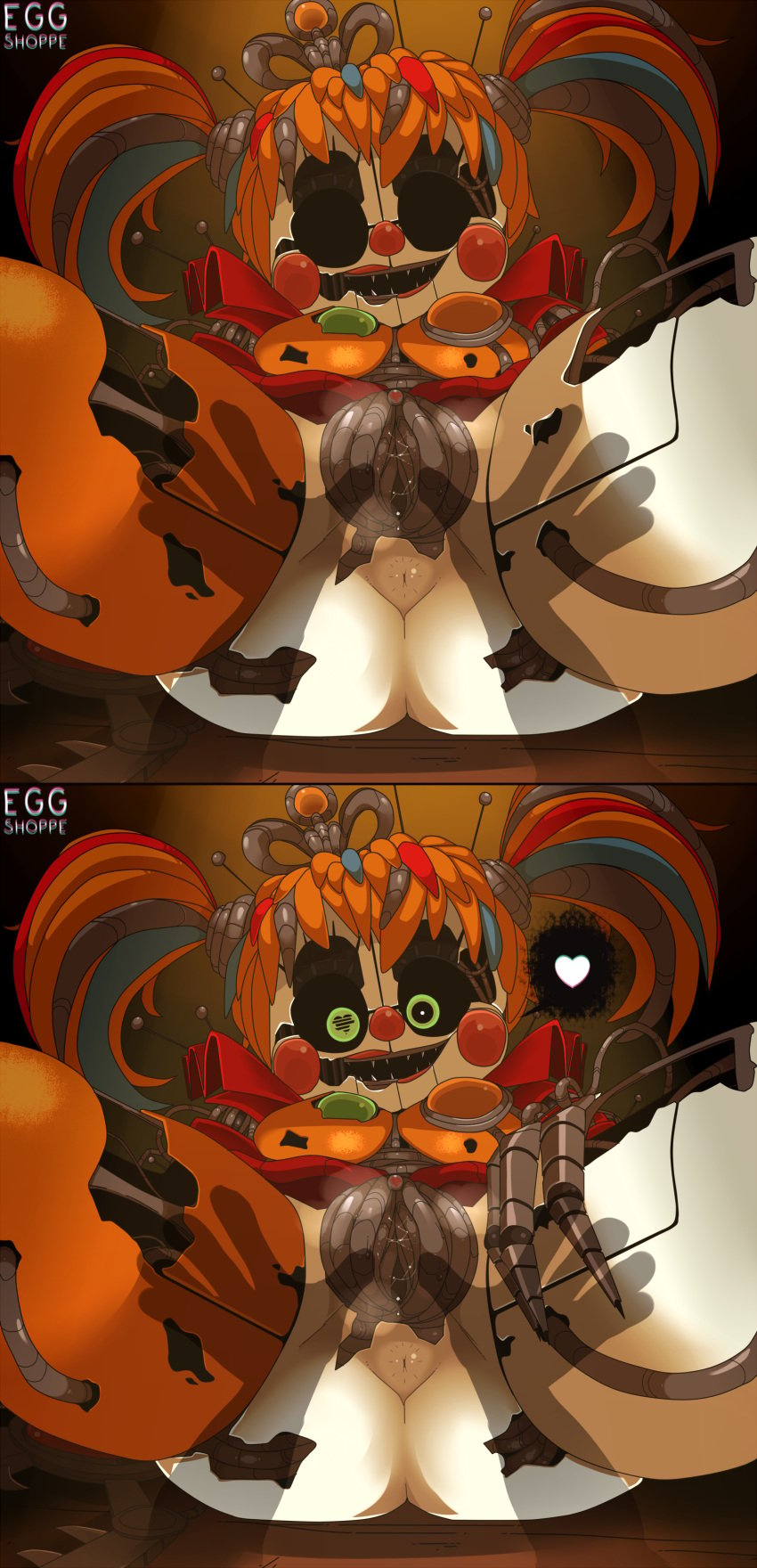 <3_eyes 2019 absurd_res android animatronic anus ass baby_(fnafsl) circus_baby circus_baby_(fnaf) eggshoppe female female_focus first_person_view five_nights_at_freddy's green_eyes hair heart hi_res humanoid machine male male_on_humanoid male_pov pussy pussy_juice robot scrap_baby scrap_baby_(fnaf) smile spread_pussy spreading straight video_games