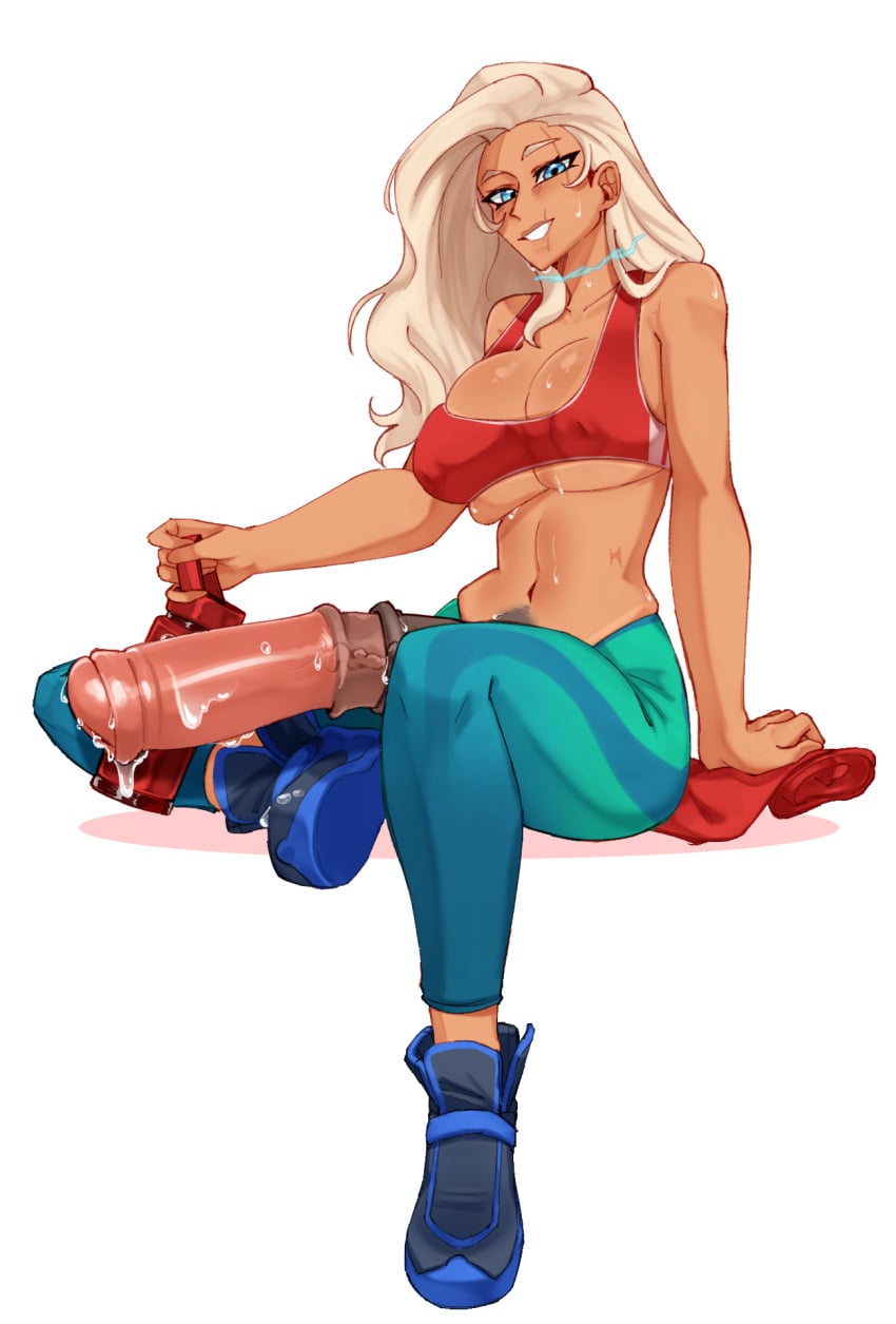 1futa after_masturbation animal_genitalia animal_genitalia_on_humanoid animal_penis blonde_hair blue_eyes bottle bra breasts cleavage cum cum_on_self ejaculation equine_penis futa_only futanari horsecock huge_breasts huge_cock huge_penis human_with_horsecock large_breasts leggings long_hair midriff navel orphelia penis scar sheath shoes sitting smile sneakers sole_futa solo solo_futa solo_futanari sports_bra sweat tan_skin underboob underwear vein water_bottle