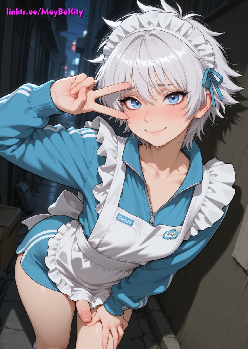 1boy ai_generated femboy maid maid_headdress maid_uniform otoko_no_ko penis trap yaoi