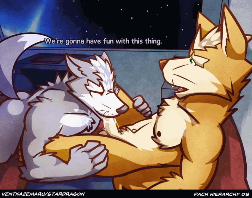 2boys animated canid canine canis fellatio fox fox_mccloud gay gay_blowjob gay_sex male male_only mammal nintendo nom oral pack_hierarchy penile sex star_fox tailwag text ventkazemaru video_games whiskers wolf wolf_o'donnell yaoi