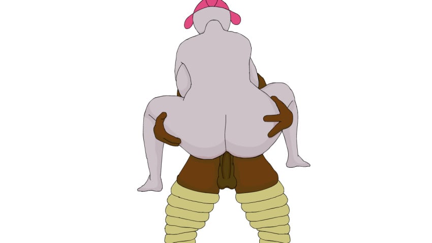 animated big_ass big_breasts big_penis black_skin carrying_position greenwoodz hitmonlee medicham pink_hair pokemon_(species) purple_skin white_background