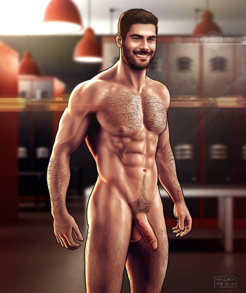 actor caucasian caucasian_male celebrity flaccid flaccid_penis hairy_chest locker_room male male_only milkypeach232 muscles muscular muscular_male real_person smiling veiny_penis zac_efron