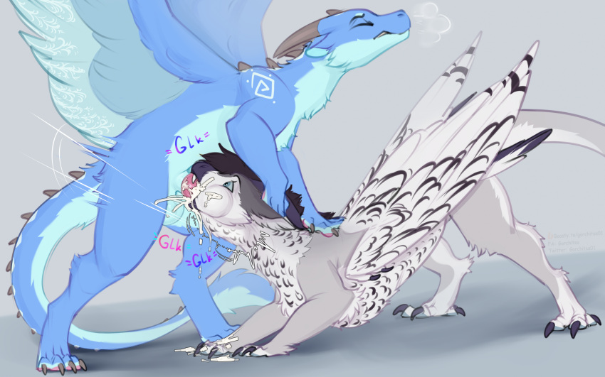 2023 absurd_res animal_genitalia ass_up avian balls bent_over blue_body blue_fur bodily_fluids breath canine_genitalia cheek_bulge claws closed_eyes cum cum_in_mouth cum_inside cum_on_ground deep_throat digital_drawing_(artwork) digital_media_(artwork) dragon drinking drinking_cum duo face_mounting fangs feathers fellatio feral feral_on_bottom feral_on_feral feral_on_top feral_penetrated feral_penetrating feral_penetrating_feral forced forced_oral fur furred_dragon furred_scalie genital_fluids genitals gorchitsa_(artist) hi_res knot knotting looking_at_another looking_pleasured male male/male male_penetrated male_penetrating male_penetrating_male mythological_creature mythological_scalie mythology neck_bulge nude on_top oral oral_knotting oral_penetration paws penetration penile pinned rough_sex scalie sex shaking sheath silver_(silverandcyanide) snowdragon sound_effects splurt standing story story_in_description swallowing tail teeth thrusting tremble_spikes trembling white_body white_feathers wide_eyed wings zeph_(nightfire_zephyr)