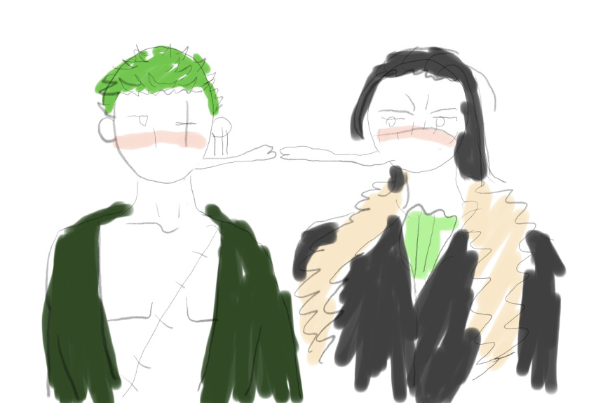 2boys artist_request cute gay male male_only one_piece romantic roronoa_zoro sir_crocodile