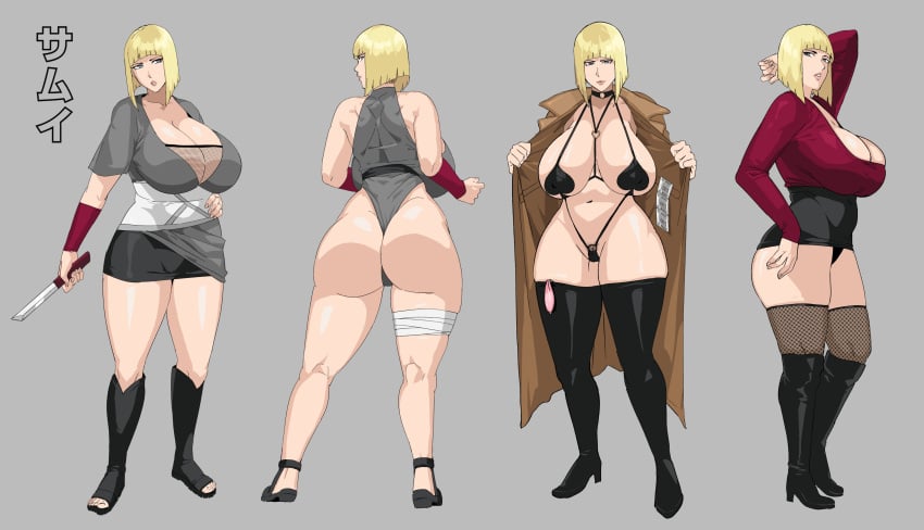 1girls 2024 big_ass big_breasts blonde_hair blonde_hair chocobitpie condom female female_only fishnets hi_res high_resolution highres huge_breasts large_ass large_breasts leotard multiple_outfits naruto naruto_(series) naruto_shippuden open_coat queen_of_spades revealing_clothes samui short_hair slutty_outfit solo solo_female solo_focus spade spade_bikini thighhighs trenchcoat voluptuous voluptuous_female