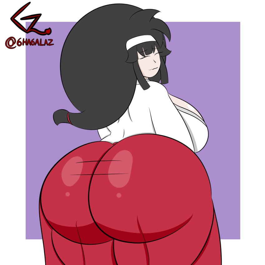 asian asian_female ass bandana big_ass big_breasts big_butt black_hair breasts female female_only ghagalaz huge_ass huge_breasts huge_butt kiki_kaikai long_hair looking_back miko pocky_and_rocky sayo_(kiki_kaikai) shrine_maiden wide_hips