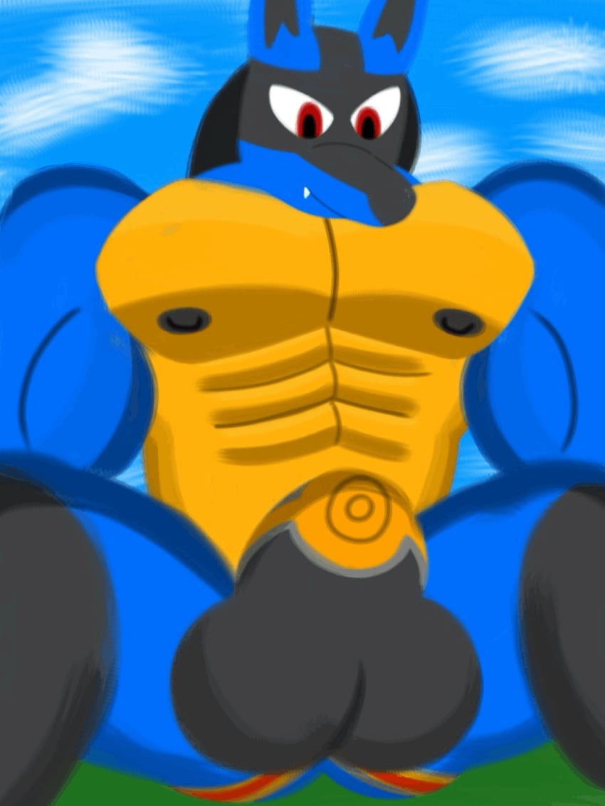 animated anthro bulge bulklucariomuscle clothing generation_4_pokemon hi_res jockstrap lucario male male_only muscular muscular_anthro muscular_male nintendo pokemon pokemon_(species) sex_toy solo throbbing throbbing_bulge underwear vibrator