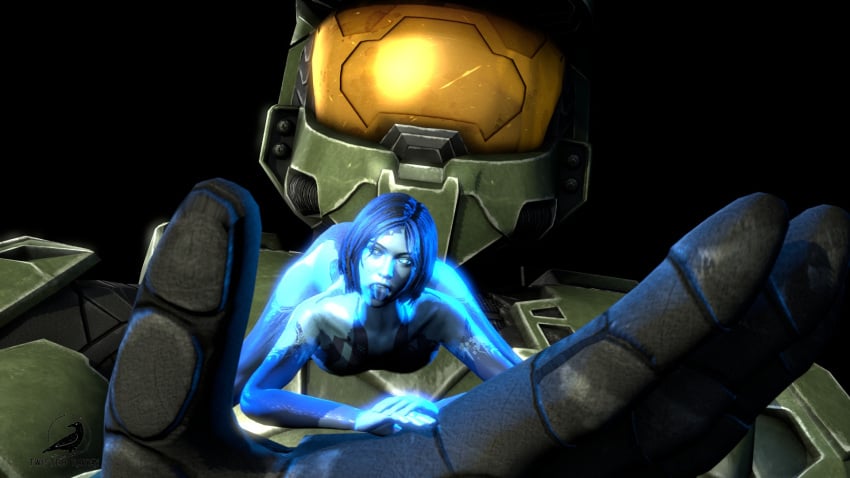 1boy 3d ahegao_face cortana female halo halo_(series) holding jack-o_pose master_chief nude_female size_difference source_filmmaker twistedraven