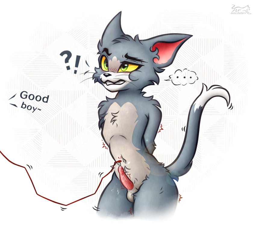 anthro bodily_fluids cum domestic_cat ejaculation felid feline felis genital_fluids genitals hi_res male mammal nightfury2020 penis solo sounding_rod tom_and_jerry tom_cat turner_entertainment urethral