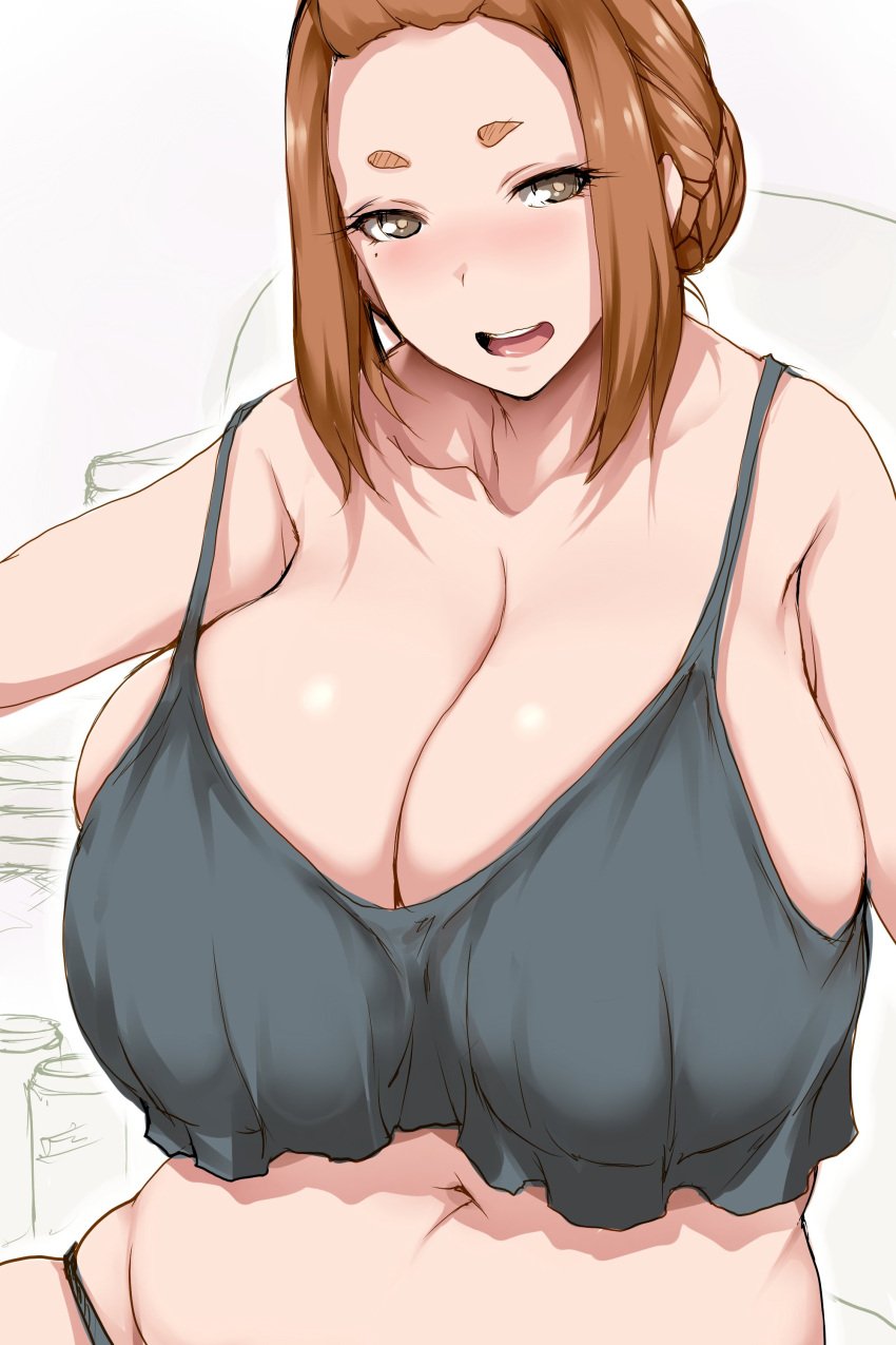 1girls big_breasts breasts brown_hair busty cleavage curvaceous curvy curvy_body curvy_female curvy_figure female huge_breasts kaii_to_otome_to_kamikakushi large_breasts mole mole_under_eye short_eyebrows small_eyebrows sumireko_ogawa tsukasawa_takamatsu tukasawa02 voluptuous