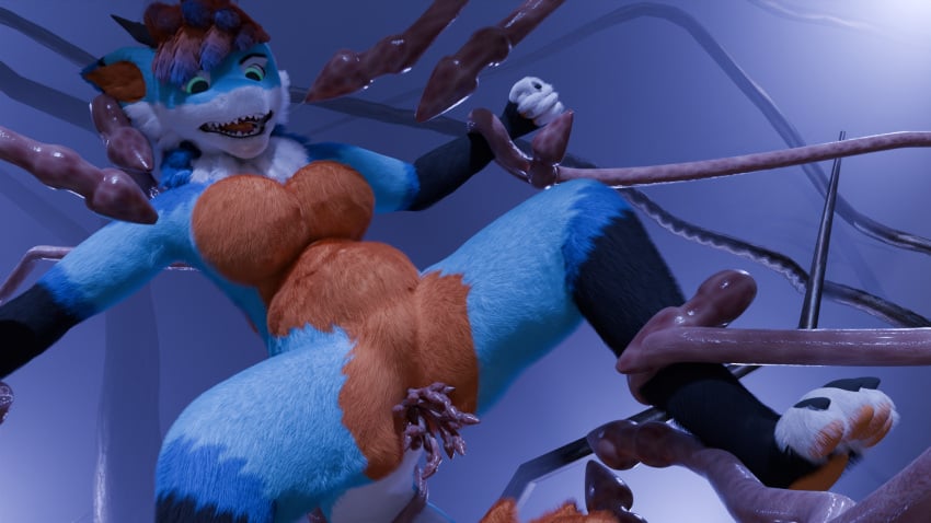 anthro bondage breast_growth breasts capture dark dragon female fluffy fog forced forest fox_the_hyena fur furred_dragon furred_scalie fyrne growth hi_res mythological_creature mythological_scalie mythology oral plant questionable_consent restraints scalie solo stomach_bulge tentacle tree