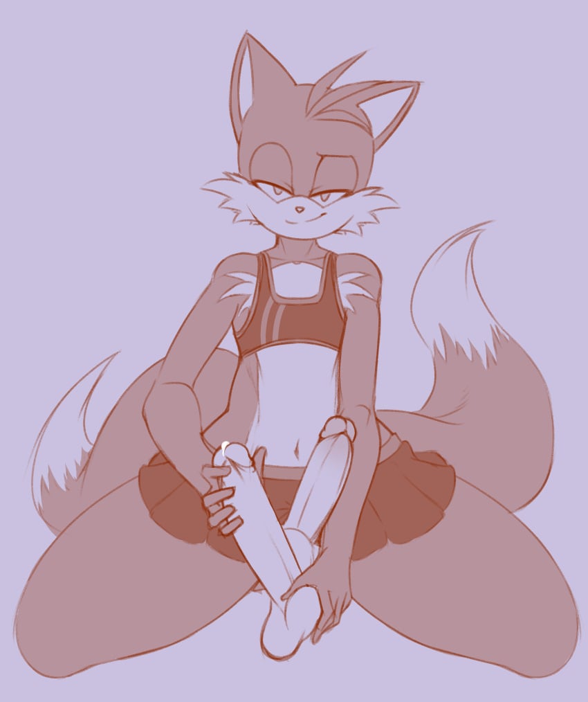 absurd_res anthro ball_fondling balls bedroom_eyes biffalo canid canine cheerleader_outfit clothed clothing crossdressing dominant duo eulipotyphlan femboy fondling fox genitals half-closed_eyes handjob hedgehog hi_res kneeling male male/male mammal miles_prower narrowed_eyes penile penis seductive sega sex smile smug smug_face sonic_(series) sonic_the_hedgehog sonic_the_hedgehog_(series) straddling tails tails_the_fox thick_thighs wide_hips