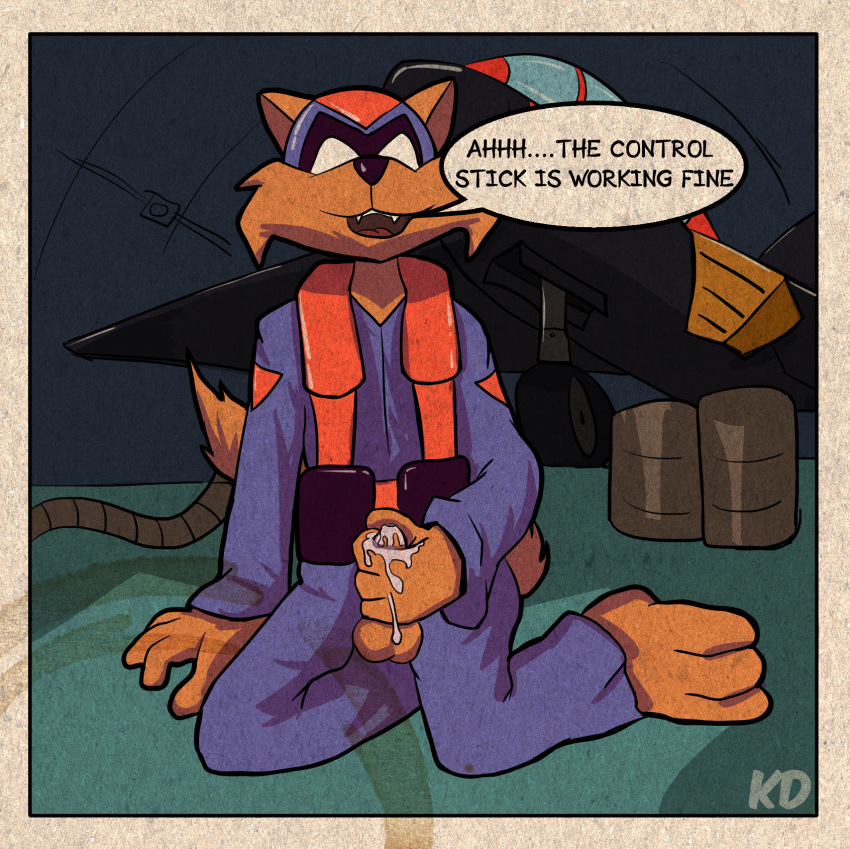 bodily_fluids comic_panel cum cum_on_hand felid feline flight_suit genital_fluids hanna-barbera hi_res jake_clawson kinky_demon male mammal masturbation razor_(swat_kats) solo swat_kats