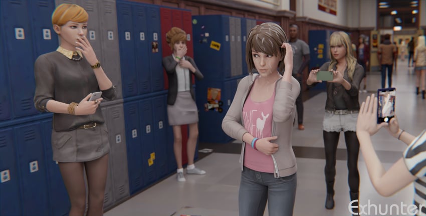 3d 3d_(artwork) courtney_wagner cum cum_on_face cum_on_hair cumwalk exhibitionism exhunter facial female_focus humiliation kate_marsh life_is_strange max_caulfield public solo_focus taylor_christensen victoria_chase