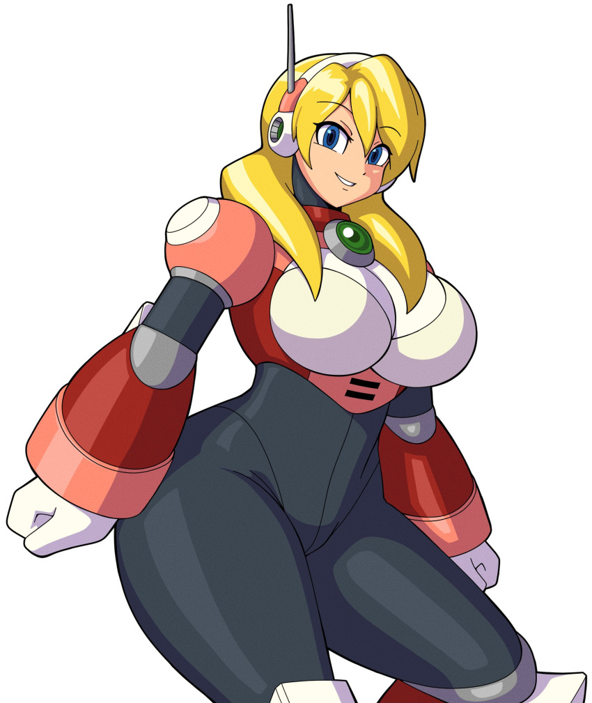 alia alia_(mega_man) antennae big_ass big_breasts breasts capcom cleavage dorahden female headset long_hair looking_at_viewer mega_man mega_man_x robot_girl robot_humanoid smile tagme thick_thighs white_background wide_hips