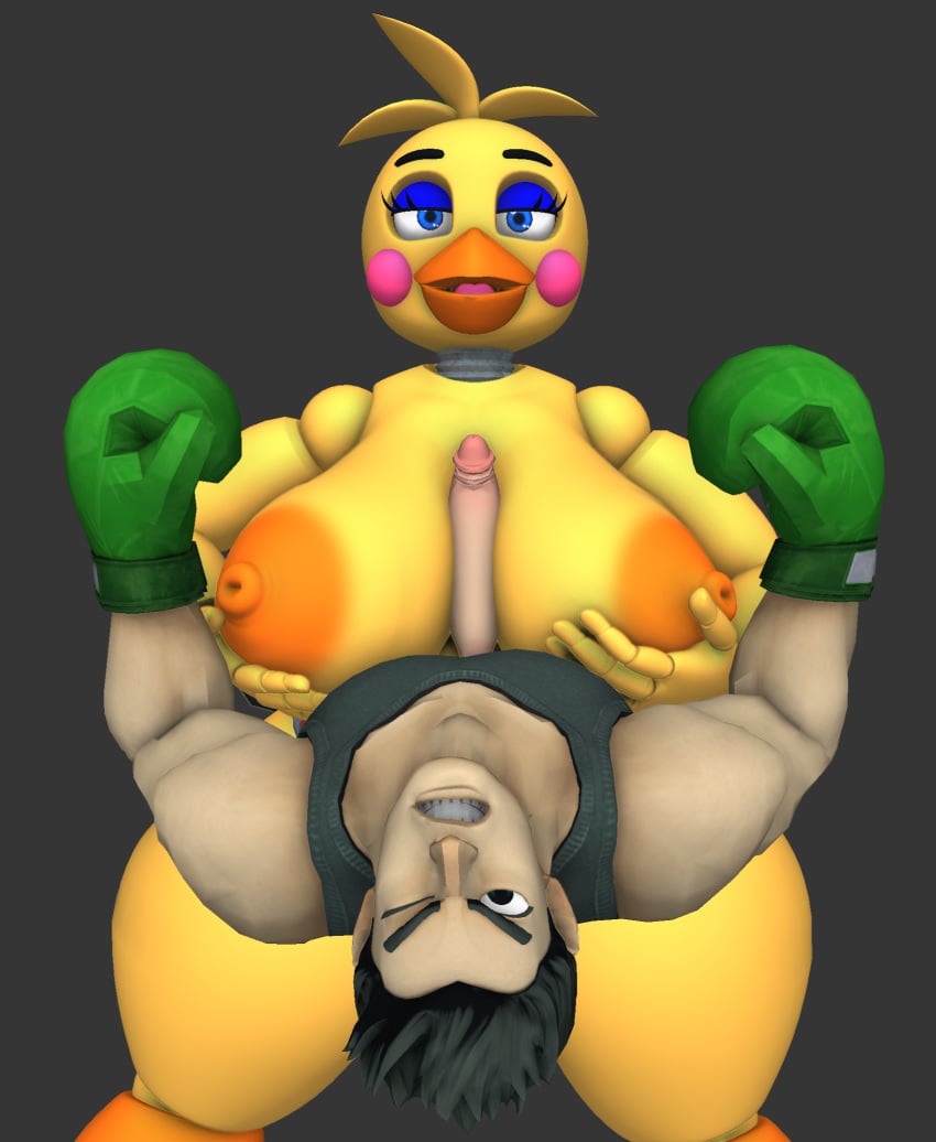 1boy 1girls 3d angry_face animatronic big_breasts bird boxers boxing_gloves breasts crossover eastern_and_western_character five_nights_at_freddy's five_nights_at_freddy's_2 furry furry_female human little_mac muscular muscular_male nintendo nude nude_female paizuri penis punch_out robot robot_girl seductive seductive_look sex toy_chica_(fnaf)