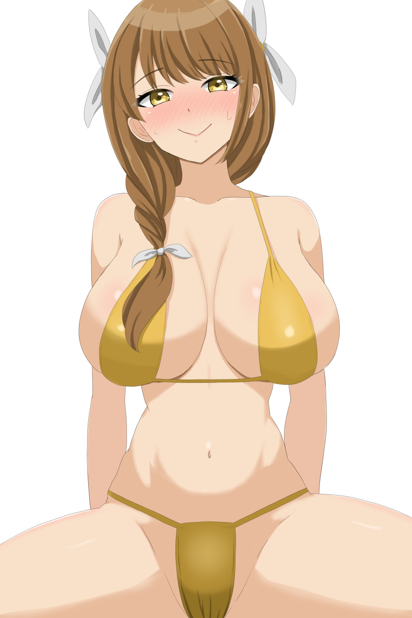 alternate_costume bikini breasts female female_only fire_emblem fire_emblem_engage goldmary_(fire_emblem) looking_at_viewer nintendo patty_ojisan solo swimsuit yellow_bikini yellow_swimsuit