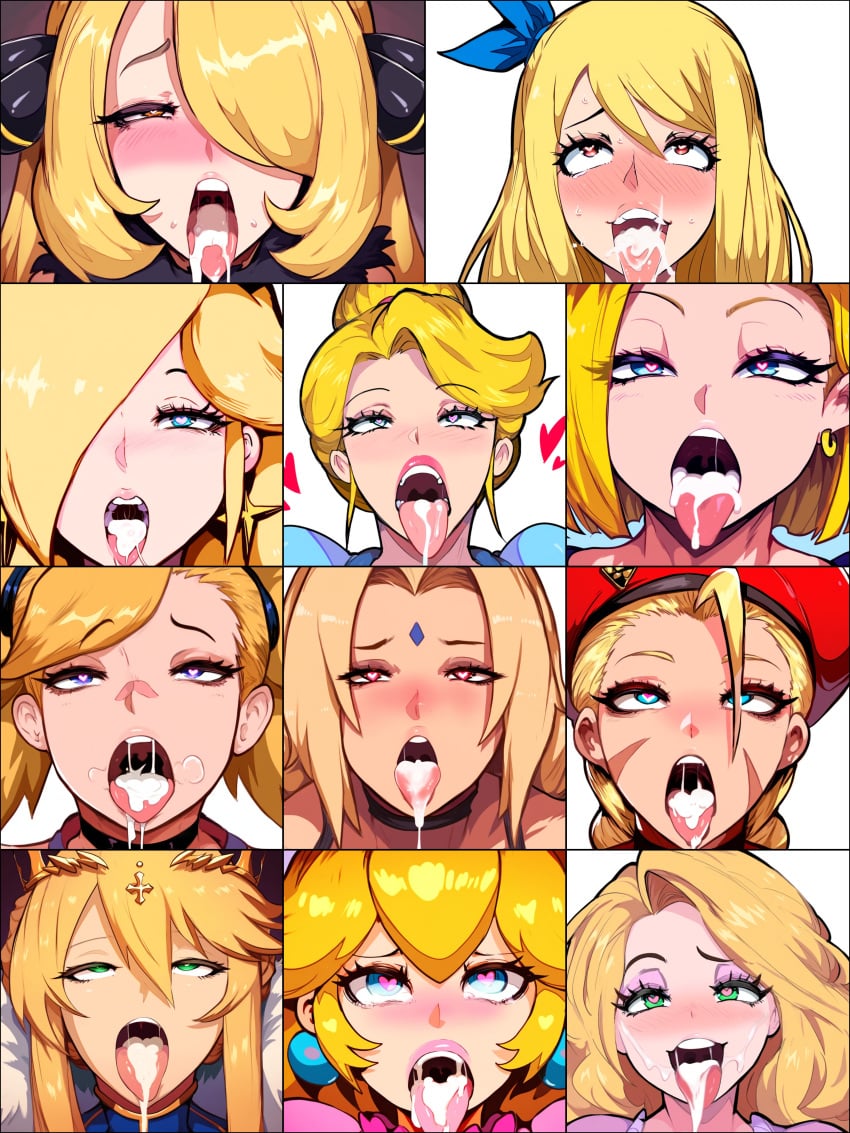 6+girls 
11girls after_fellatio after_oral ahe_gao ai_generated android_18 arthurian_legends artoria_pendragon artoria_pendragon_(lancer) blonde_female blonde_hair blush cammy_white cinderella_(1950_film) cinderella_(disney) collage crossover cum cum_in_mouth cynthia_(pokemon) disney disney_princess dragon_ball dragon_ball_super dragon_ball_z fairy_tail fairy_tales fate/grand_order fate_(series) heart-shaped_pupils literature lucy_heartfilia mario_(series) mullon mythology naruto naruto_(series) naruto_shippuden novelai pokemon princess_peach princess_rosalina public_domain rapunzel royalty street_fighter tangled temari tongue tongue_out trait_connection tsunade