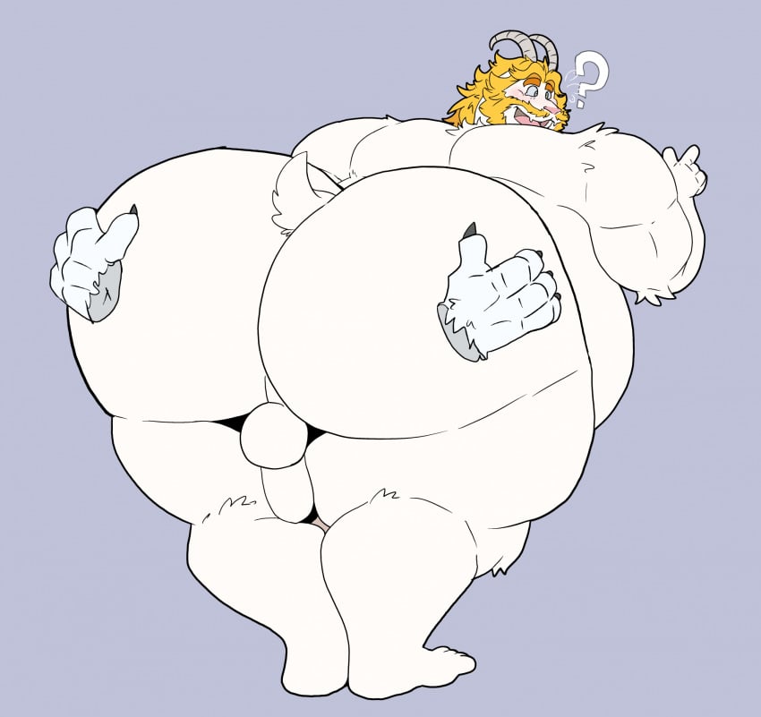 asgore_dreemurr big_ass big_ass_(male) big_butt blonde_hair blush blushing_male daddy dilf disembodied_hands facial_hair grabbing_ass hands_on_ass horns huge_ass huge_butt male_only mc_morrales overweight overweight_male undertale undertale_(series) wide_hips