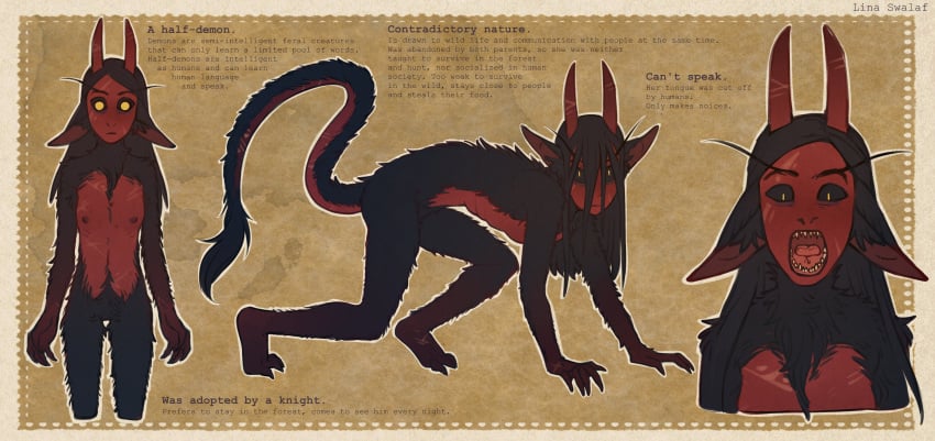 demon feral hairy half-demon reference_sheet small_breasts teenager