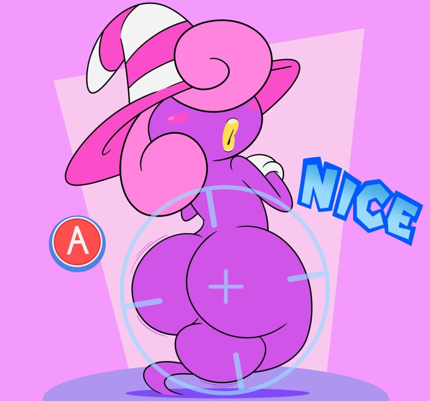 ass ass_focus back back_view balls ballsack berryboyblushes bottom_heavy bubble_butt butt_crack dickgirl flat_chest futanari hat lipstick looking_back mario_(series) paper_mario paper_mario:_the_thousand-year_door paper_mario:_the_thousand-year_door_(nintendo_switch) shaking shaking_butt vivian_(paper_mario) witch_hat yellow_lipstick