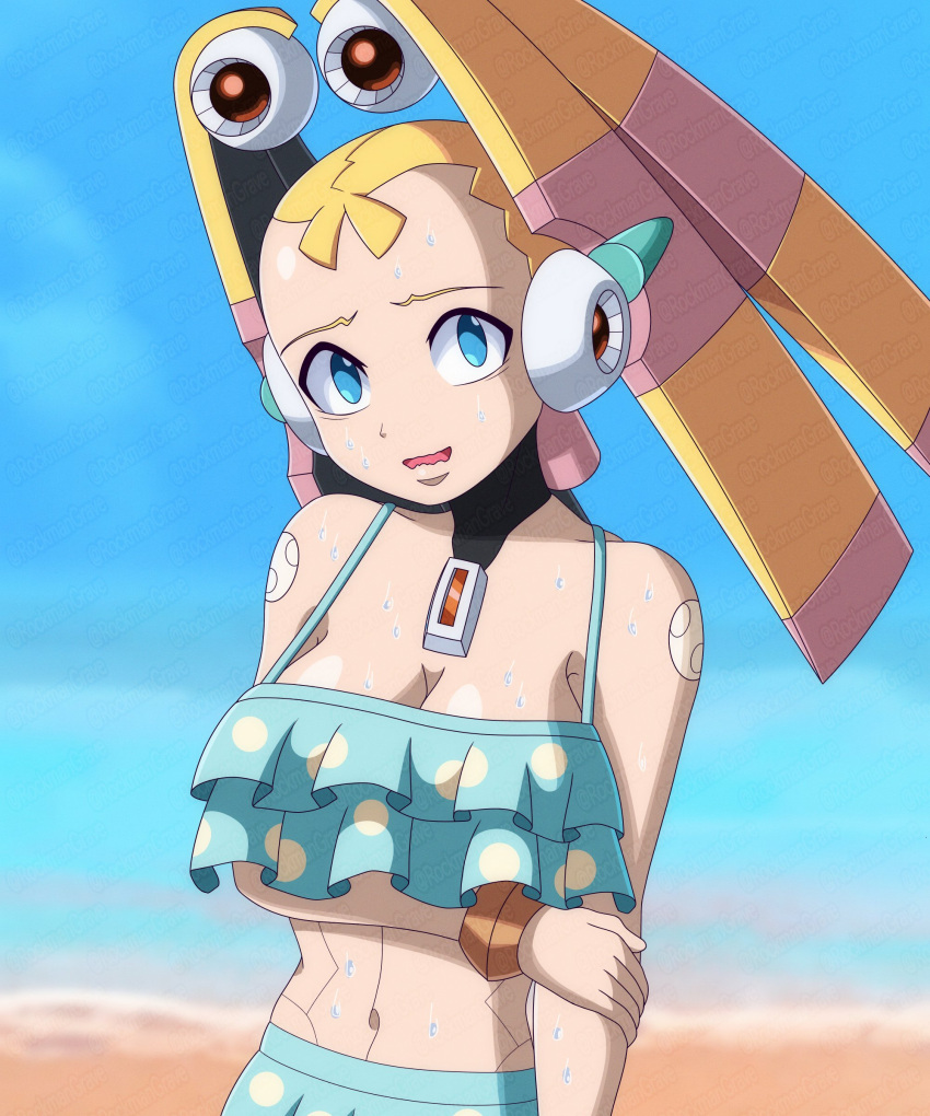 1girls android breasts cleavage mega_man mega_man_x pallette petite robot robot_girl rockmangrave swimsuit