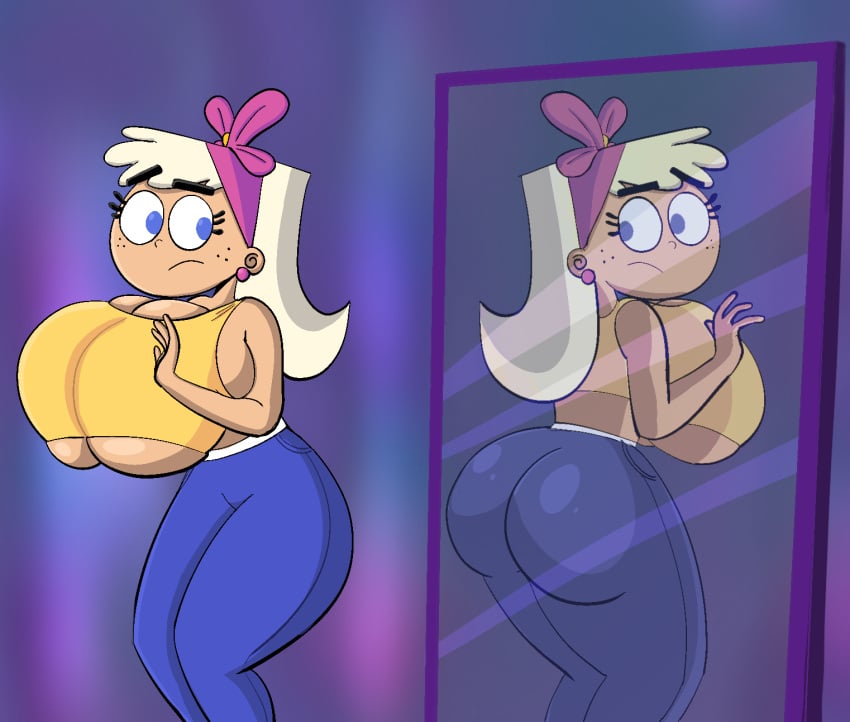 adult aged_up ass_expansion big_ass breast_expansion chloe_carmichael cleavage clothed female female_only huge_ass huge_breasts looking_back mirror mirror_reflection nickelodeon no_bra no_underwear olerr revealing_clothes sideboob tagme the_fairly_oddparents underboob