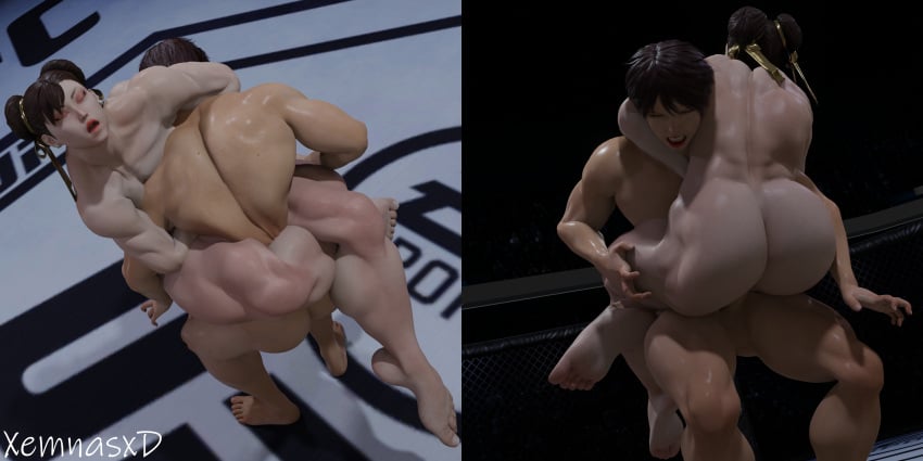 3d asphyxiation bodyscissor catfight chun-li crushing domination femdom male/female mixed_wrestling muscular_female muscular_thighs sex street_fighter wrestling