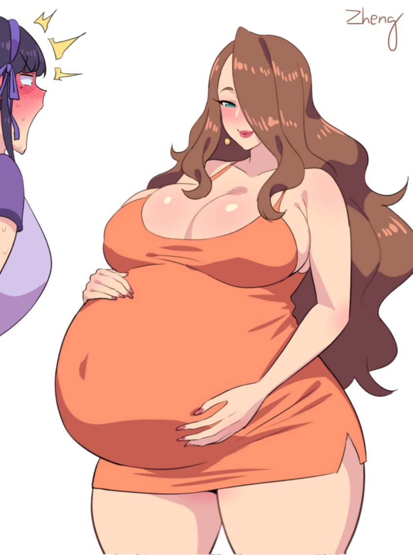 1futa 1girls age_difference asian_futanari big_ass big_breasts brown_hair child_bearing_hips clothed clothing edit fan_edit female female_focus fully_clothed futa_wife futa_with_female futanari hand_on_belly heavily_pregnant huge_belly implied_futanari interracial lipstick mature_female milf no_nut_november older_female orange_dress original original_character pregnancy_reveal pregnant ready_to_pop shocked_expression solo_focus surprised sweat thick_thighs tzuyin_hsieh victoria_grand white_woman younger_futanari zheng