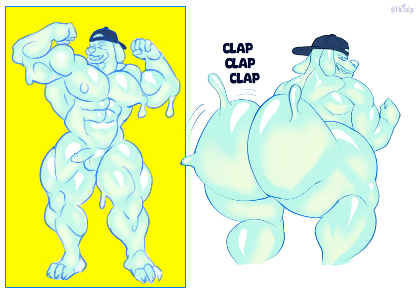 1boy backwards_baseball_cap baseball_cap big_ass big_ass_(male) big_butt clapping_ass clapping_buttocks clapping_cheeks huge_ass huge_butt jock male male_only muscular muscular_male slime solo solo_male tiburalgo twerk twerking