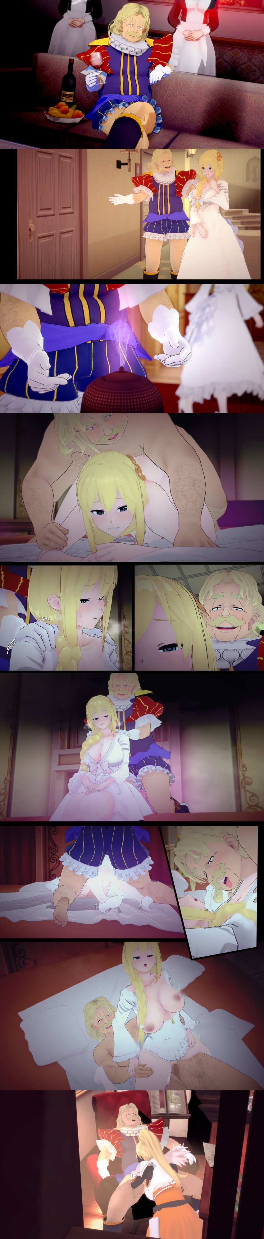 alexei_barnes_alderp attitude_adjustment before_and_after big_breasts blonde_hair correction darkness_(konosuba) female femsub flippant_male fucked_into_submission kono_subarashii_sekai_ni_shukufuku_wo! light-skinned_female light_skin long_hair male male/female maledom old_man older_male older_man_and_teenage_girl submissive_female ugly_bastard ugly_man utter_domination very_long_hair younger_female