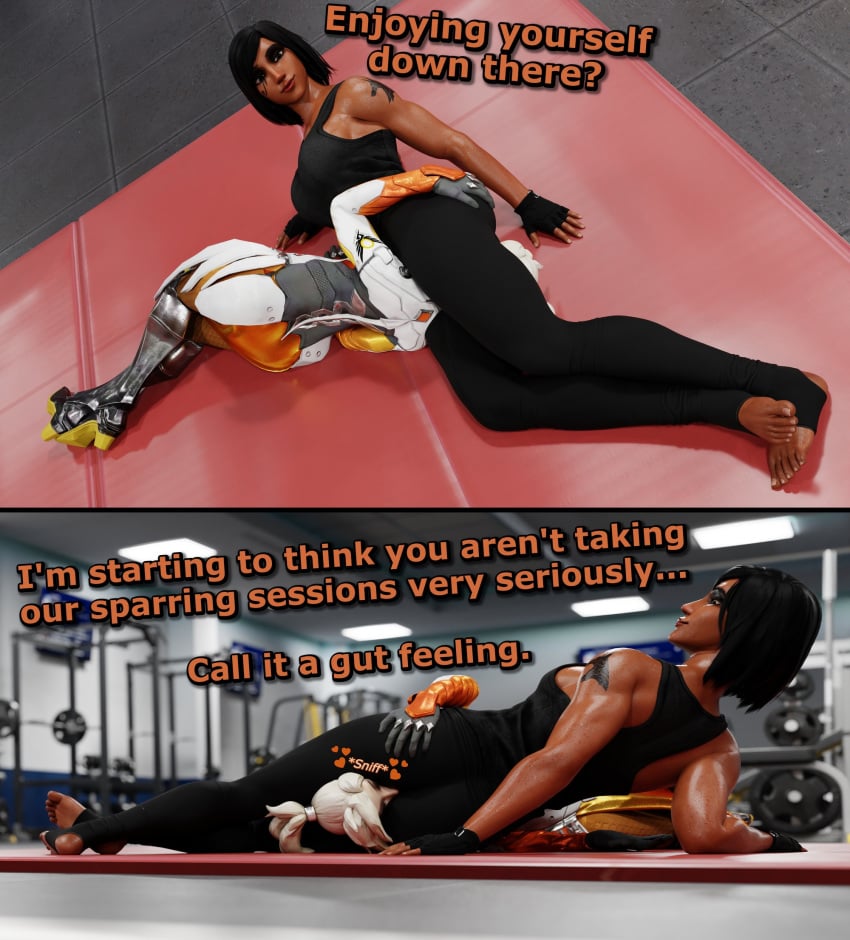 2girls headscissor mercy multiple_girls overwatch pharah test715 wrestling