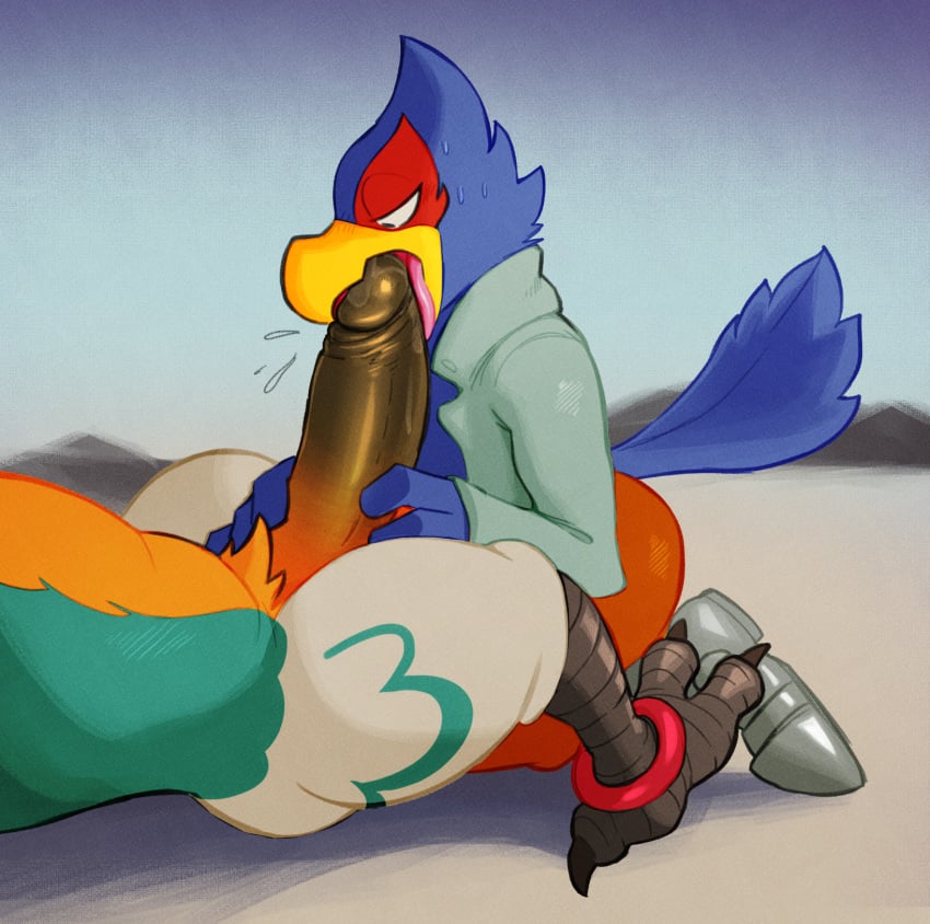 2_toes 2boys anklet anthro avian barefoot big_penis bird breath_of_the_wild claws clothed clothing crossover daftpatriot duo erection faceless_male falco_lombardi falcon falconid feet fellatio gay hi_res humanoid_penis jewelry kass_(zelda) male male_only nintendo open_mouth oral outside paws penile penis retracted_foreskin rito sex star_fox struggling sweat sweatdrop the_legend_of_zelda thick_thighs toe_claws toes tongue tongue_out uncut video_games yaoi