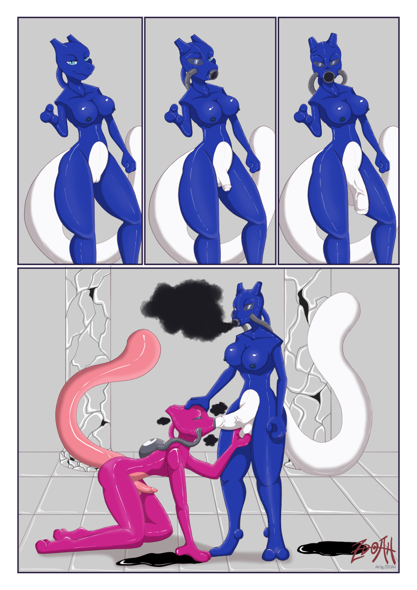 absurd_res anthro bondage bondage bound clothing comic costume drone duo encasement female generation_1_pokemon hi_res humanoid hypnosis latex legendary_pokemon male male/female male/male mask mewtwo mind_control nintendo pokemon pokemon_(species) suit suiting tendrils transformation transfurmations transfurs zdoah