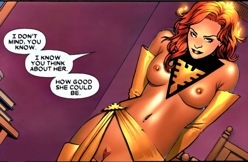 1girls bedroom breasts comic_panel edit elbow_gloves female female_only human human_only indoors jean_grey john_cassaday light-skinned_female light_skin lipstick marvel naked naked_female navel neckwear nipples official_artwork_edit orange_hair phoenix_(x-men) redhead speech_bubble stomach superheroine tagme x-men